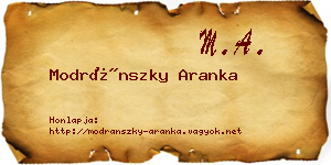 Modránszky Aranka névjegykártya